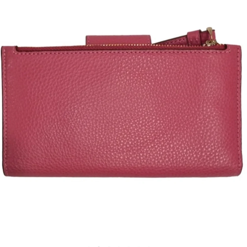 Coach Pink Leather Wristlet Wallet with Stripe Accents - Picture 2 of 11